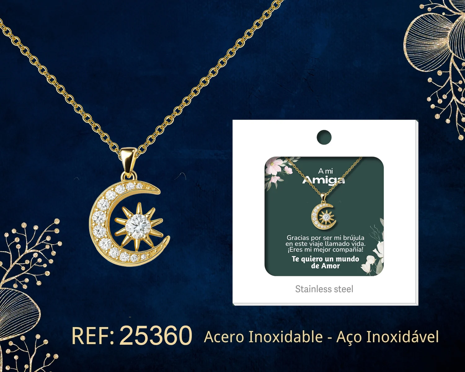 COLLAR ACERO CON CIRCONITA PARA REGALAR A  AMIGA