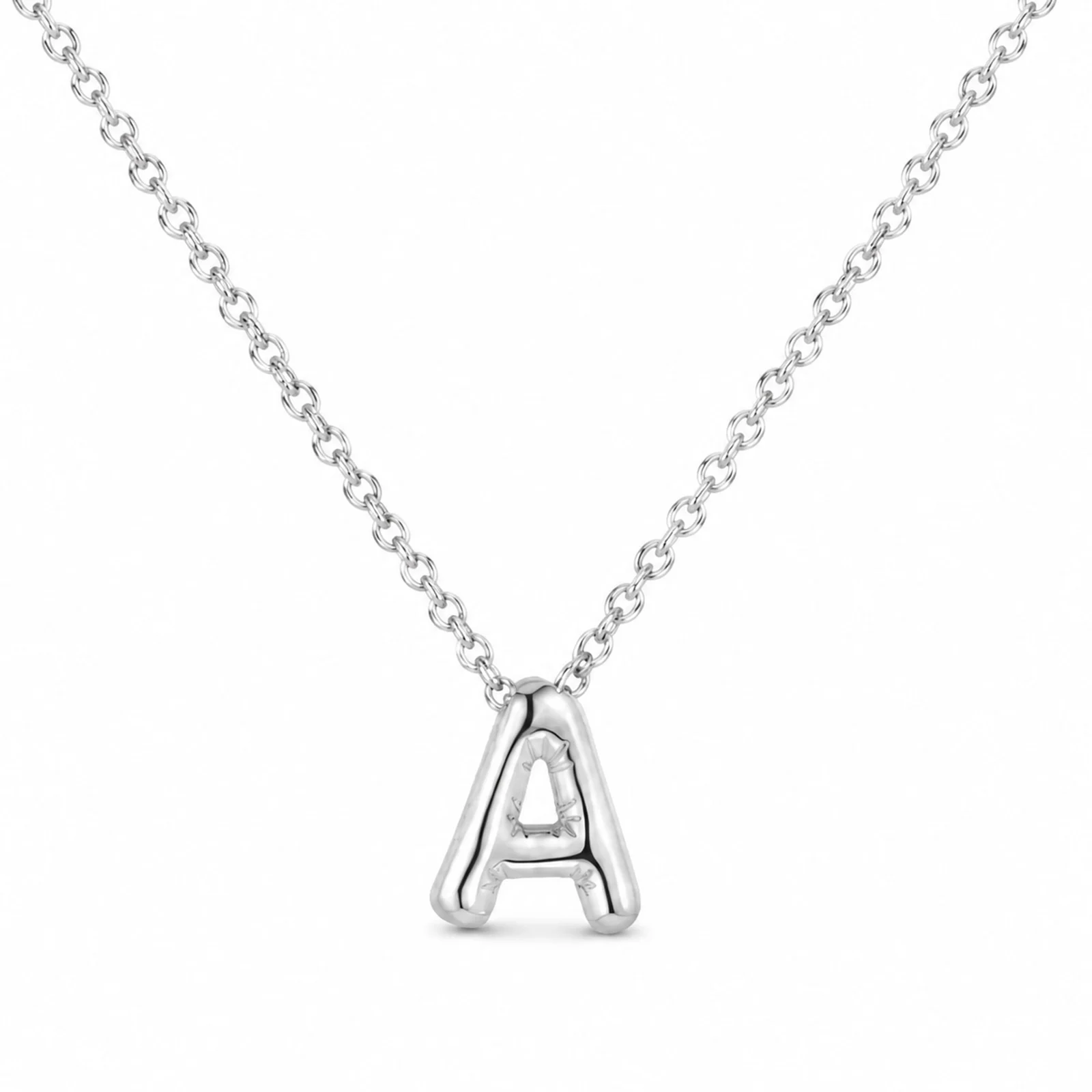 COLLAR INICIAL LETRA A ACERO CON SOBRE