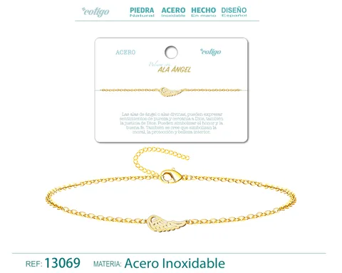 PULSERA ALA ÁNGELACERO DORADO