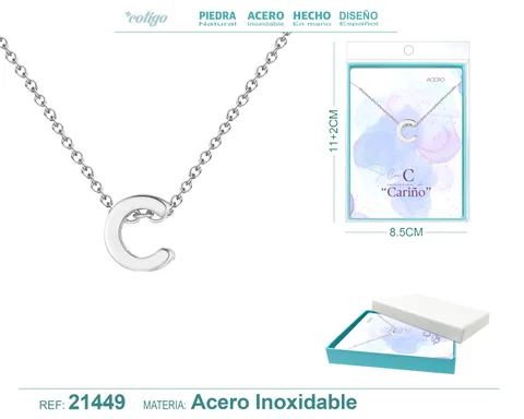 COLLAR LETRA C ACEROCOLOR PLATEADO