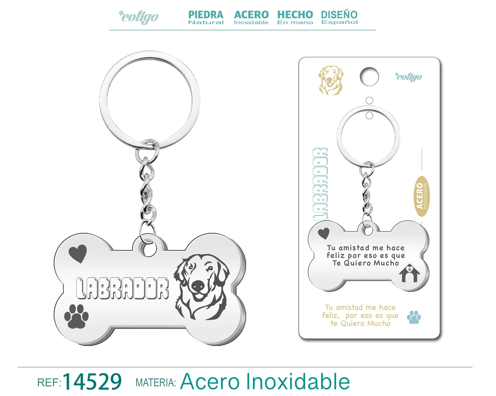 LLAVERO ACERO DE PERRO LABRADOR