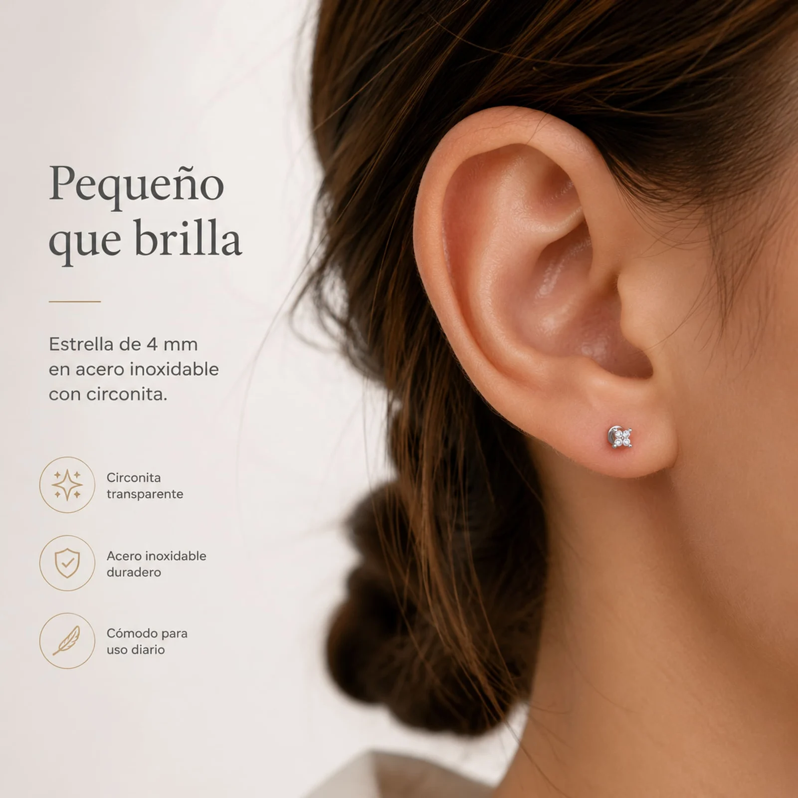 Pendiente-Piercing Bañado Oro 18K y con Circonita