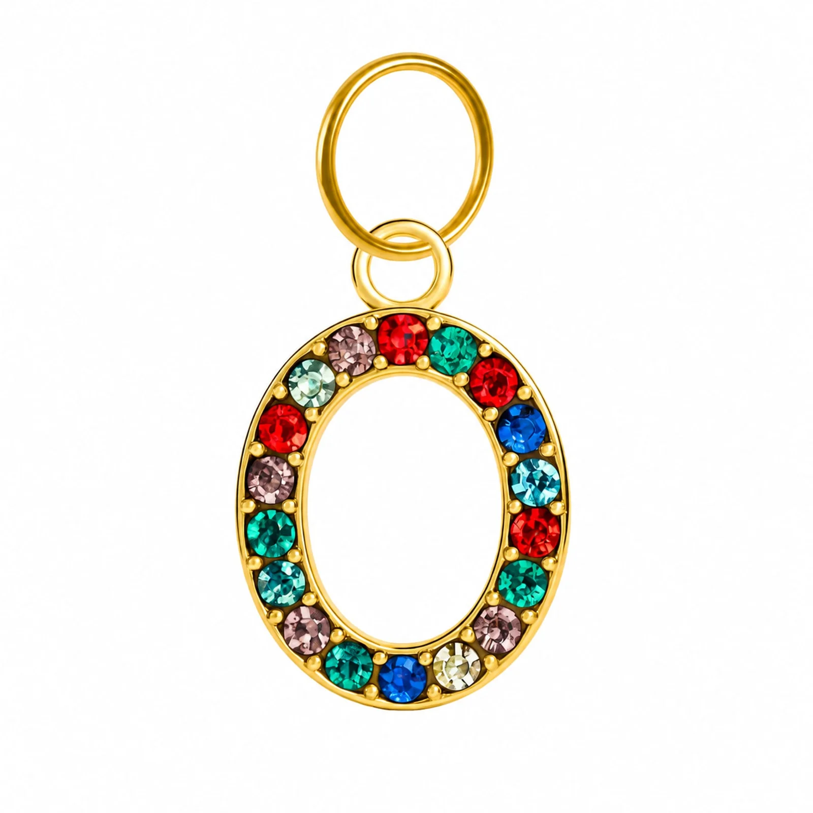CHARM DE NÚMERO 0 ACERO COLOR DORADO CON CIRCONITA
