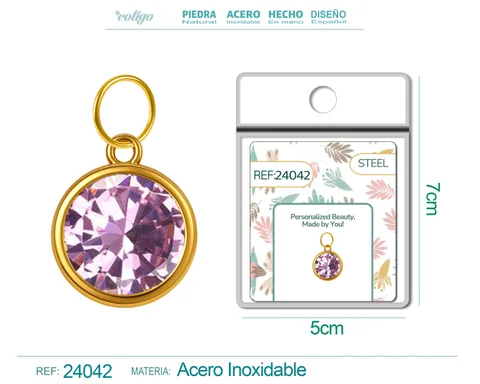 CHARM ACERO DORADO CON PIEDRA NACIMIENTO DE FEBRERO
