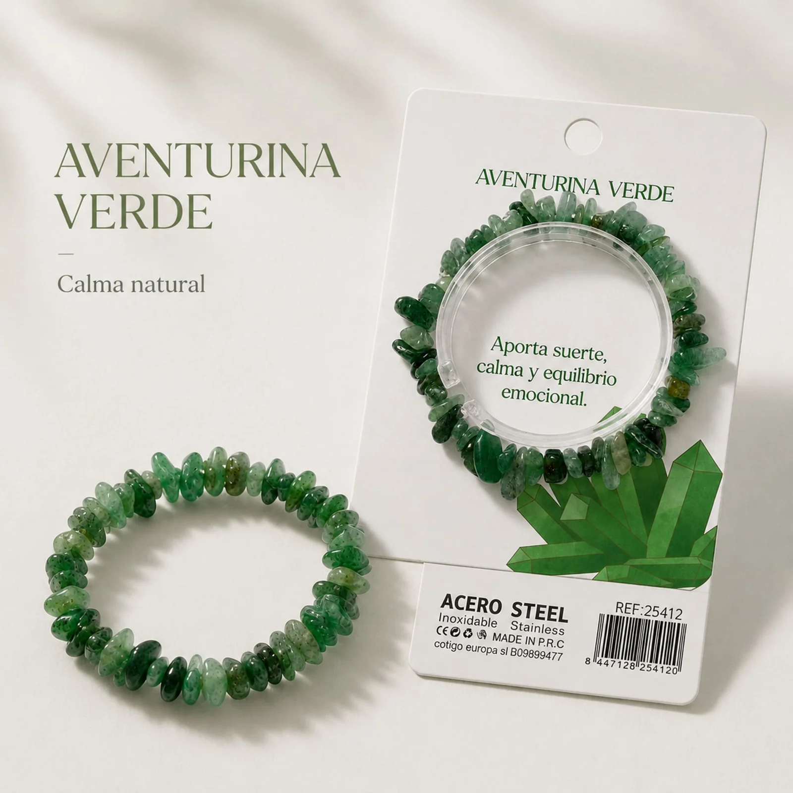 Pulsera Piedra natural Aventurina Verde