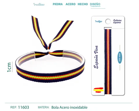 PULSERA ESPAÑA ANCHO 1CM AZUL