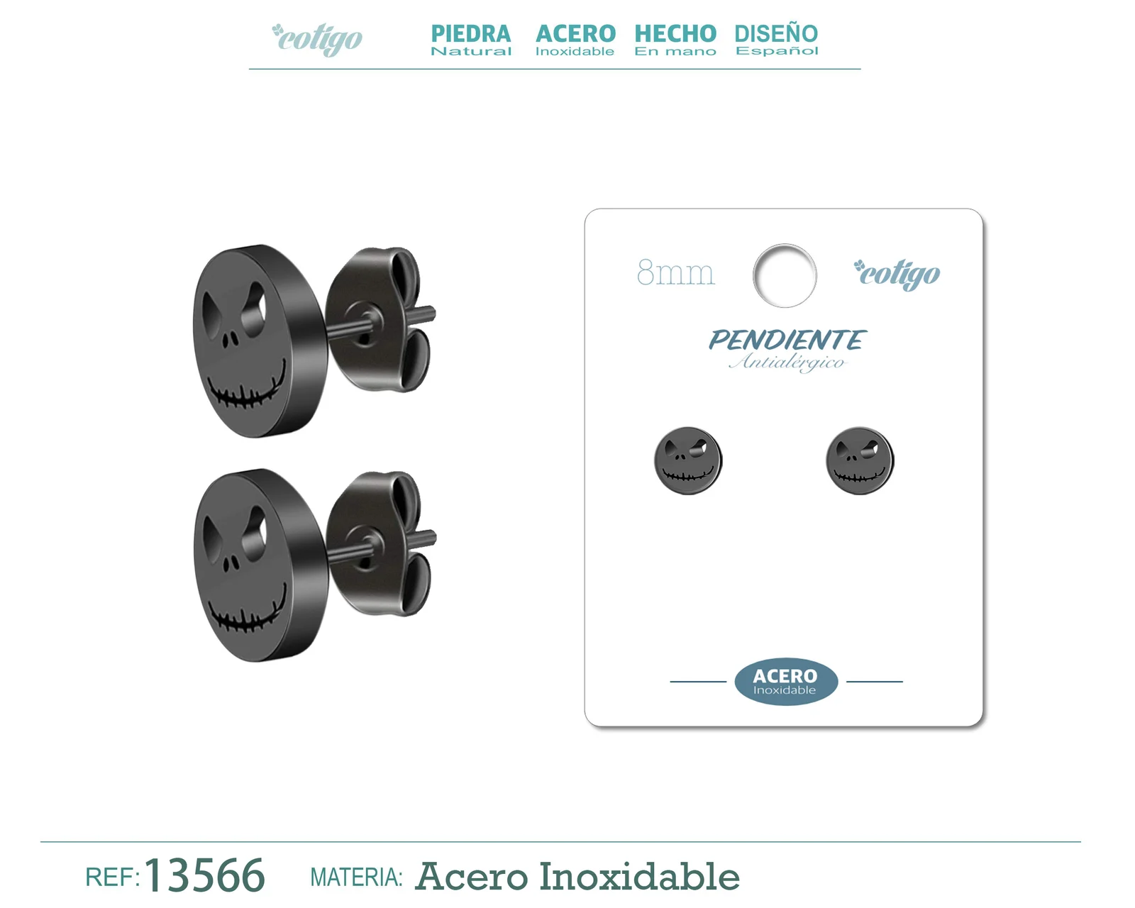 PENDIENTE ACERO COLOR NEGRO