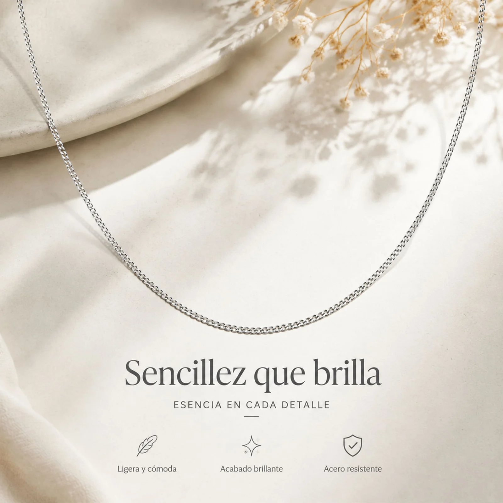 COLLAR DE CADENA ACERO PLATEADO