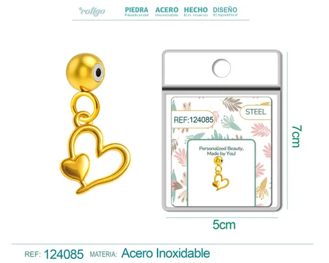 CHARM ACERO DORADO CHAPADO ORO 14 K-CON BOLA DE GOMA