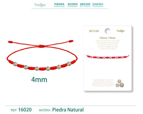 PULSERA 7 NUDOS CON  CUARZO TE DE SANDÍA 4MM