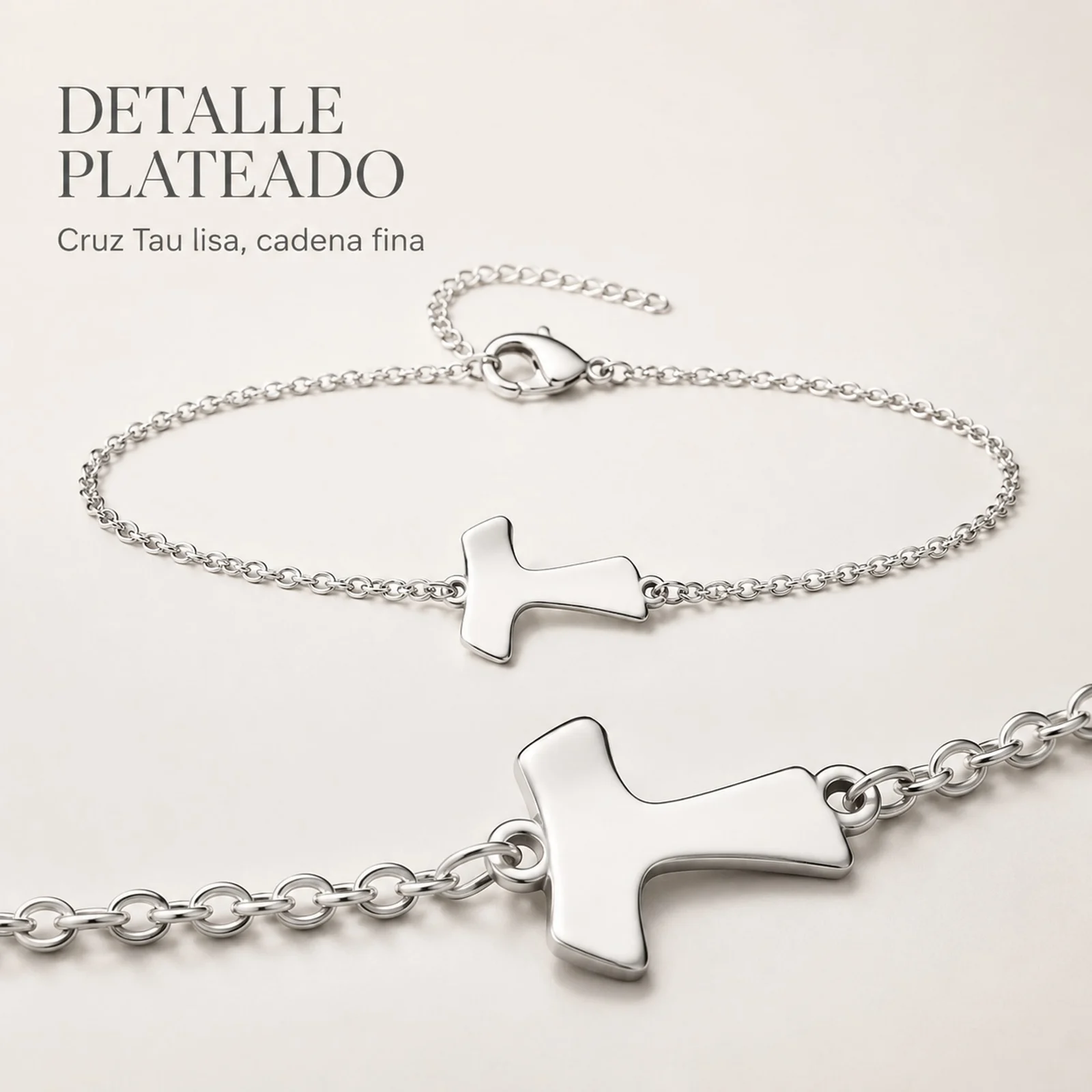 PULSERA CRUZ TAU  ACERO PLATEADO