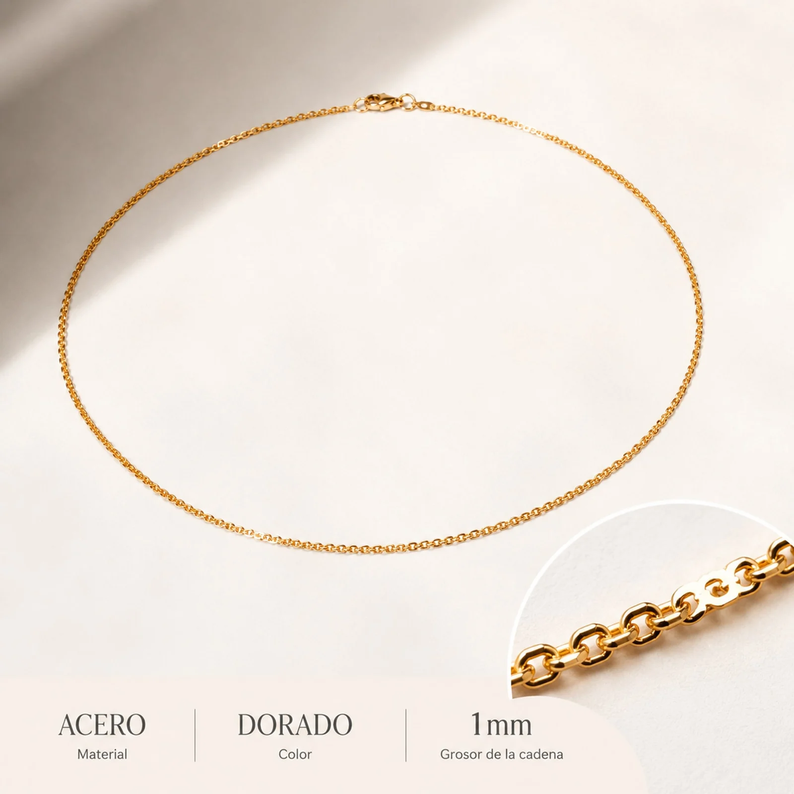 COLLAR DE CADENA ACERO DORADO