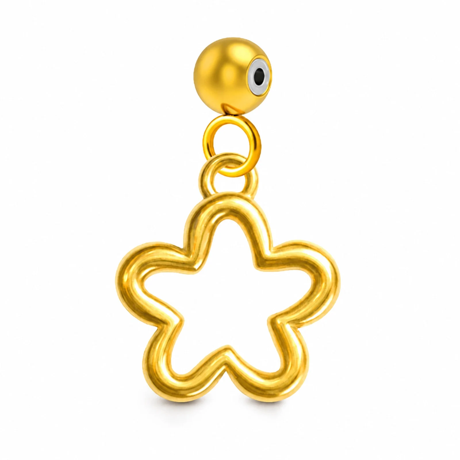 CHARM ACERO DORADO CHAPADO ORO 14 K-CON BOLA DE GOMA