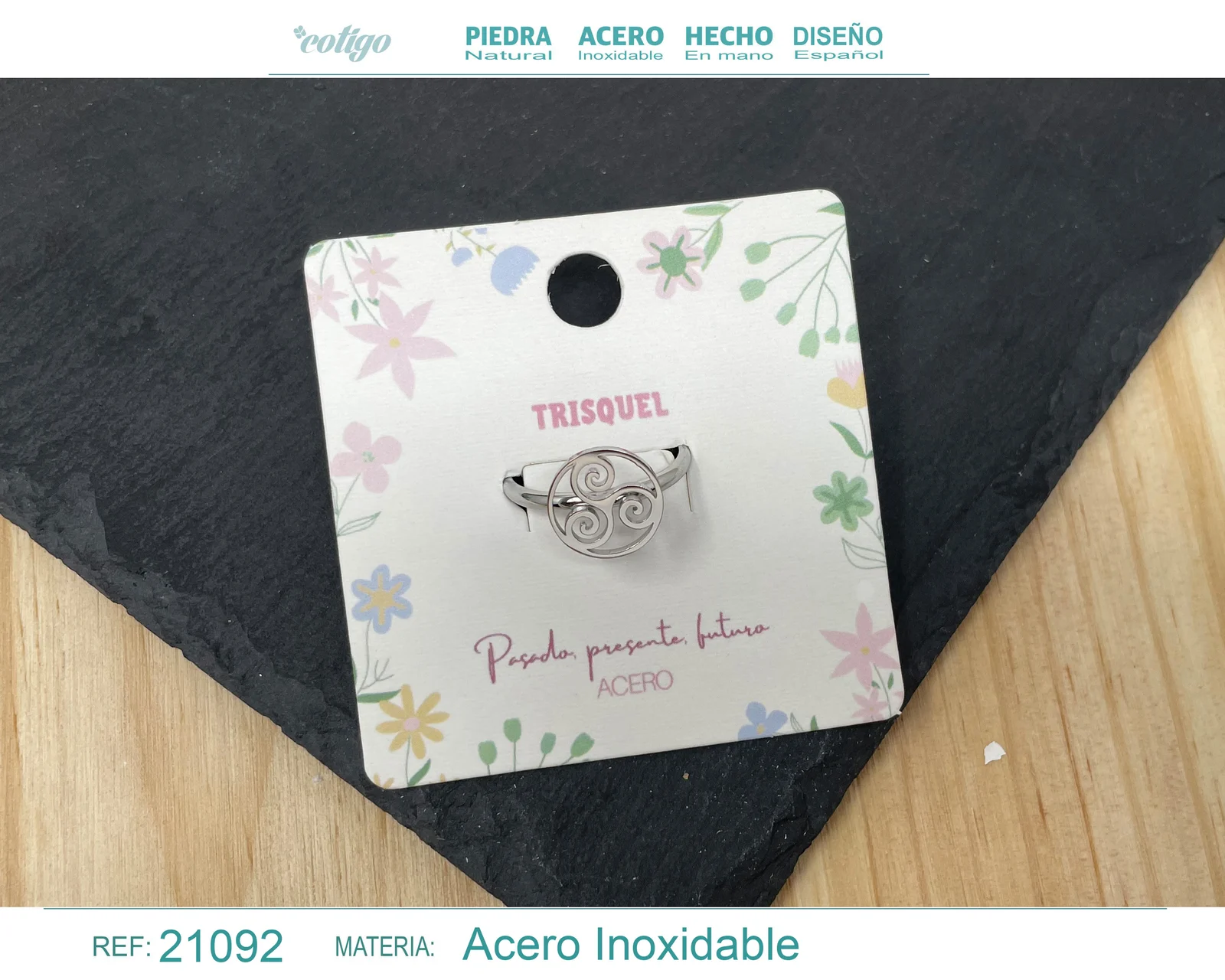 ANILLO TRISQUEL ACERO COLOR PLATEADO