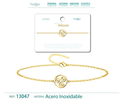 PULSERA TRISQUELACERO DORADO