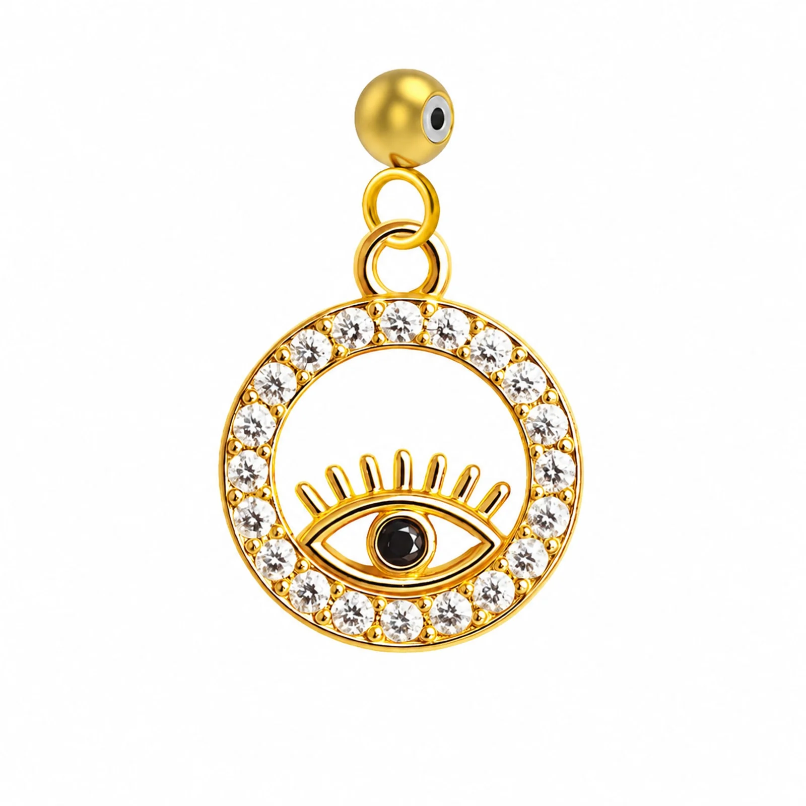 CHARM DE COBRE CHAPADO ORO 14K CON CIRCONITA-CON BOLA DE GOMA
