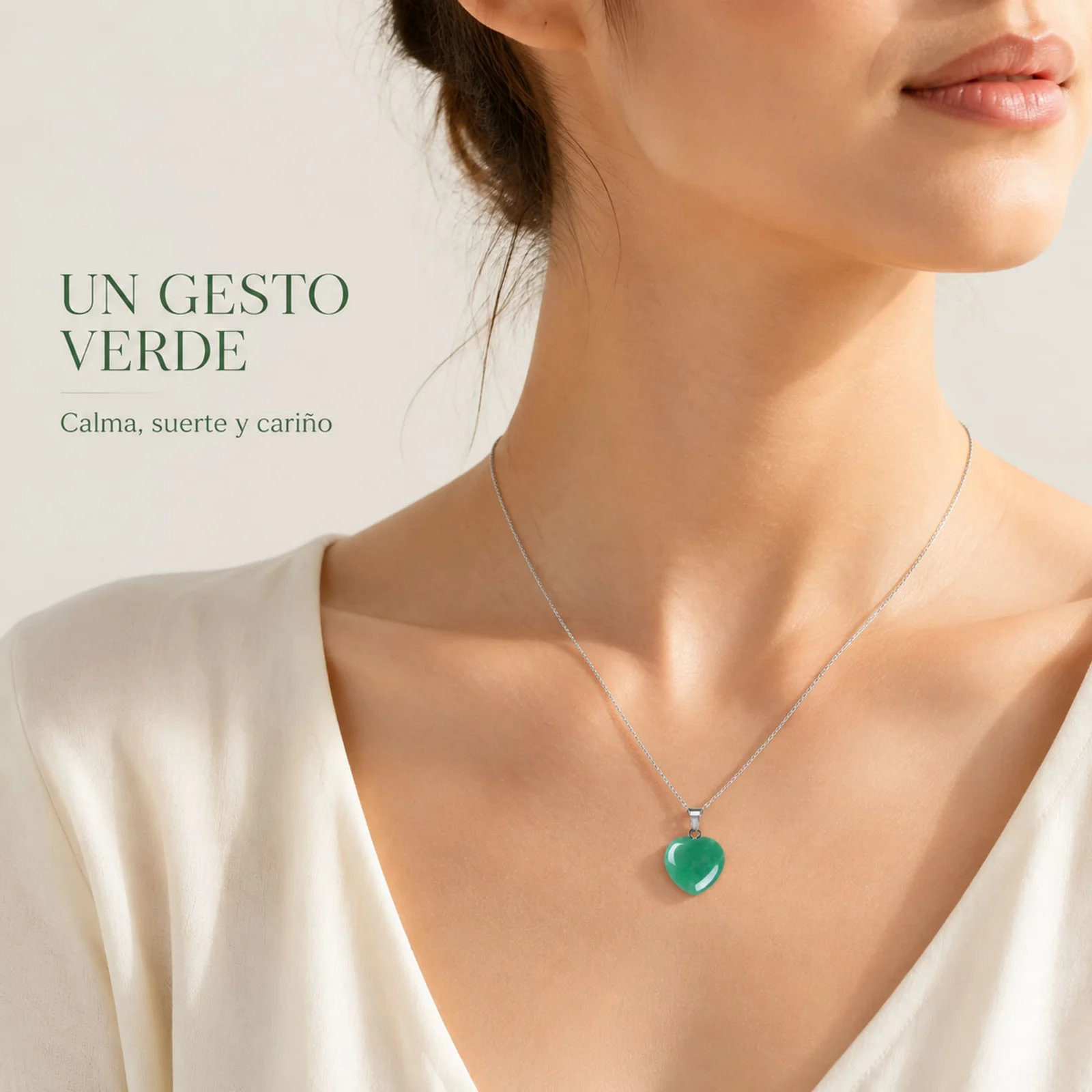 Colgante Piedra Aventurina Verde con cadena Acero Inoxidable