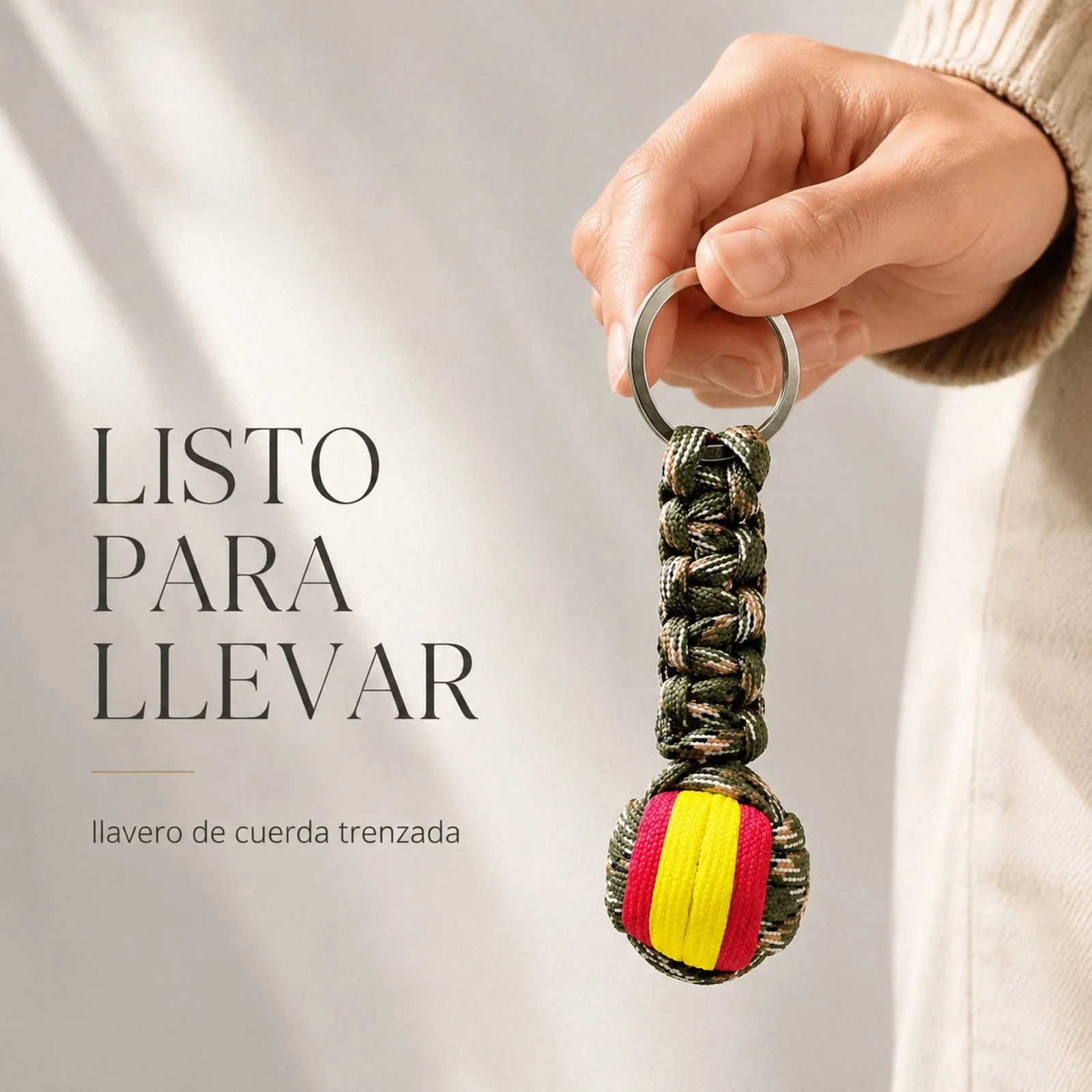 LLAVERO BOLA DE CUERDA CON ARO ACERO