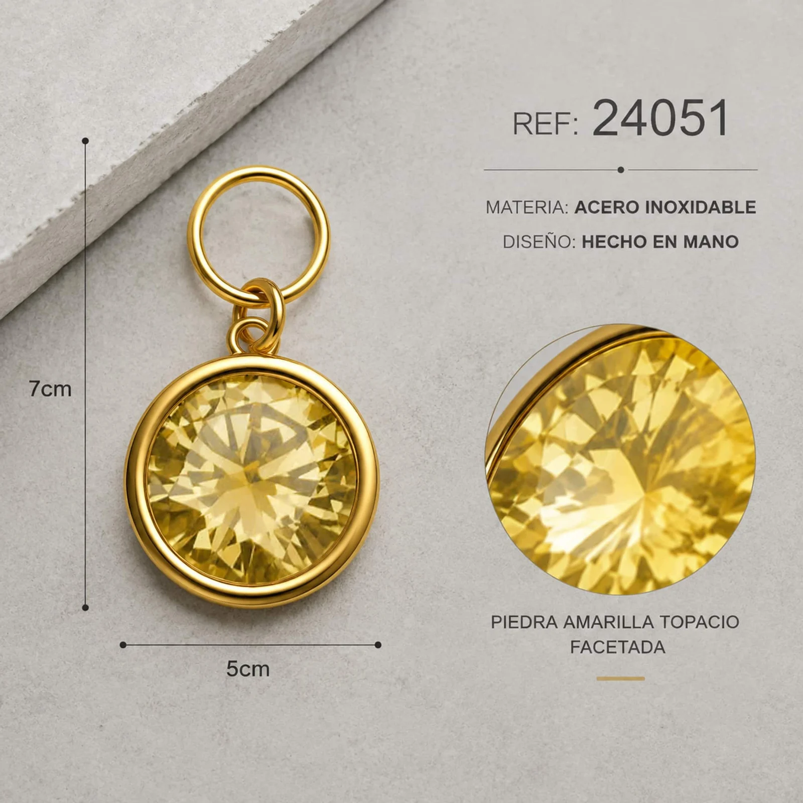 CHARM ACERO DORADO CON PIEDRA NACIMIENTO DE NOVIEMBRE
