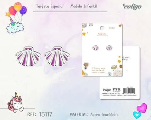 PENDIENTE PARA NIÑA ACERO COLOR PLATEADO