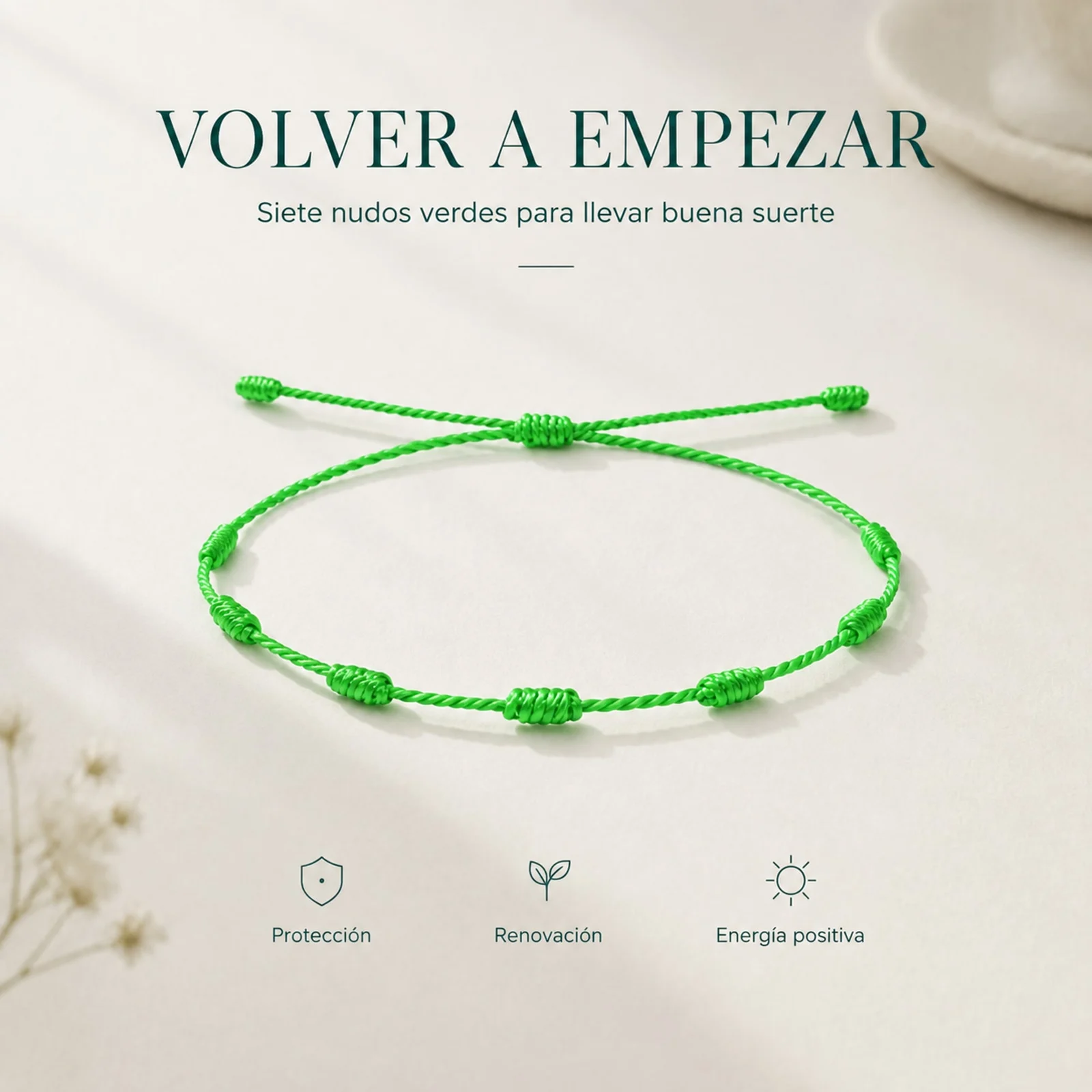 PULSERA 7 NUDOS VERDE