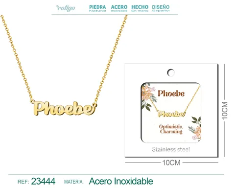 COLLAR NOMBRE INGLES PHOEBE ACERO CON SOBRE
