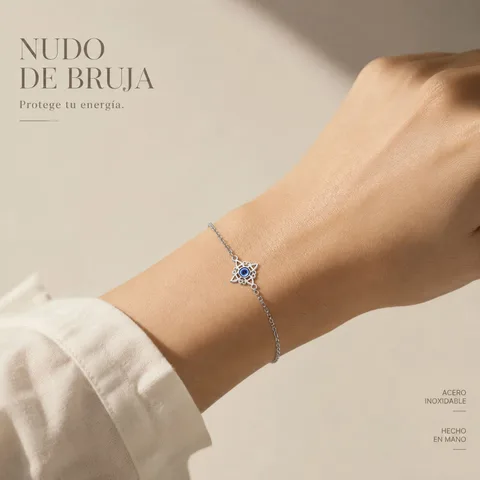 PULSERA NUDO BRUJA ACERO PLATEADO