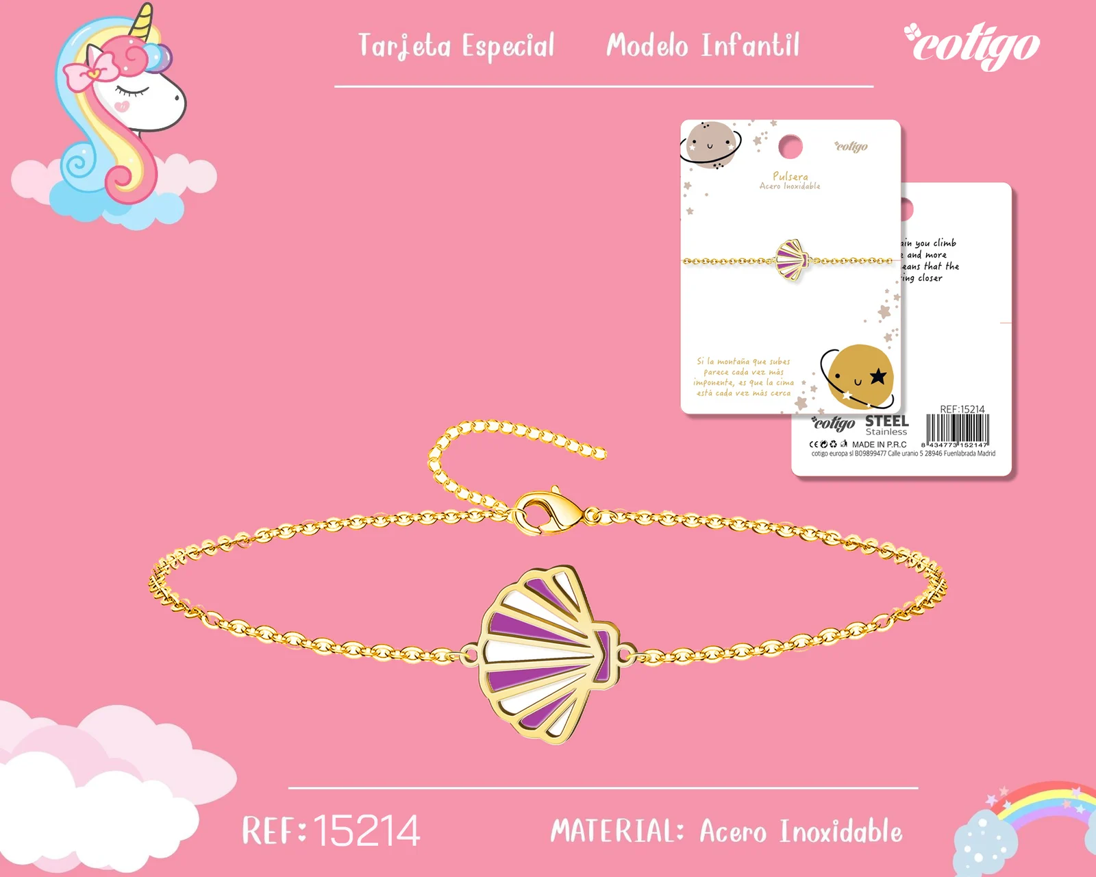 PULSERA DE NIÑA ACERO COLOR DORADO