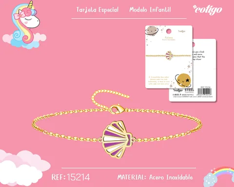 PULSERA DE NIÑA ACERO COLOR DORADO