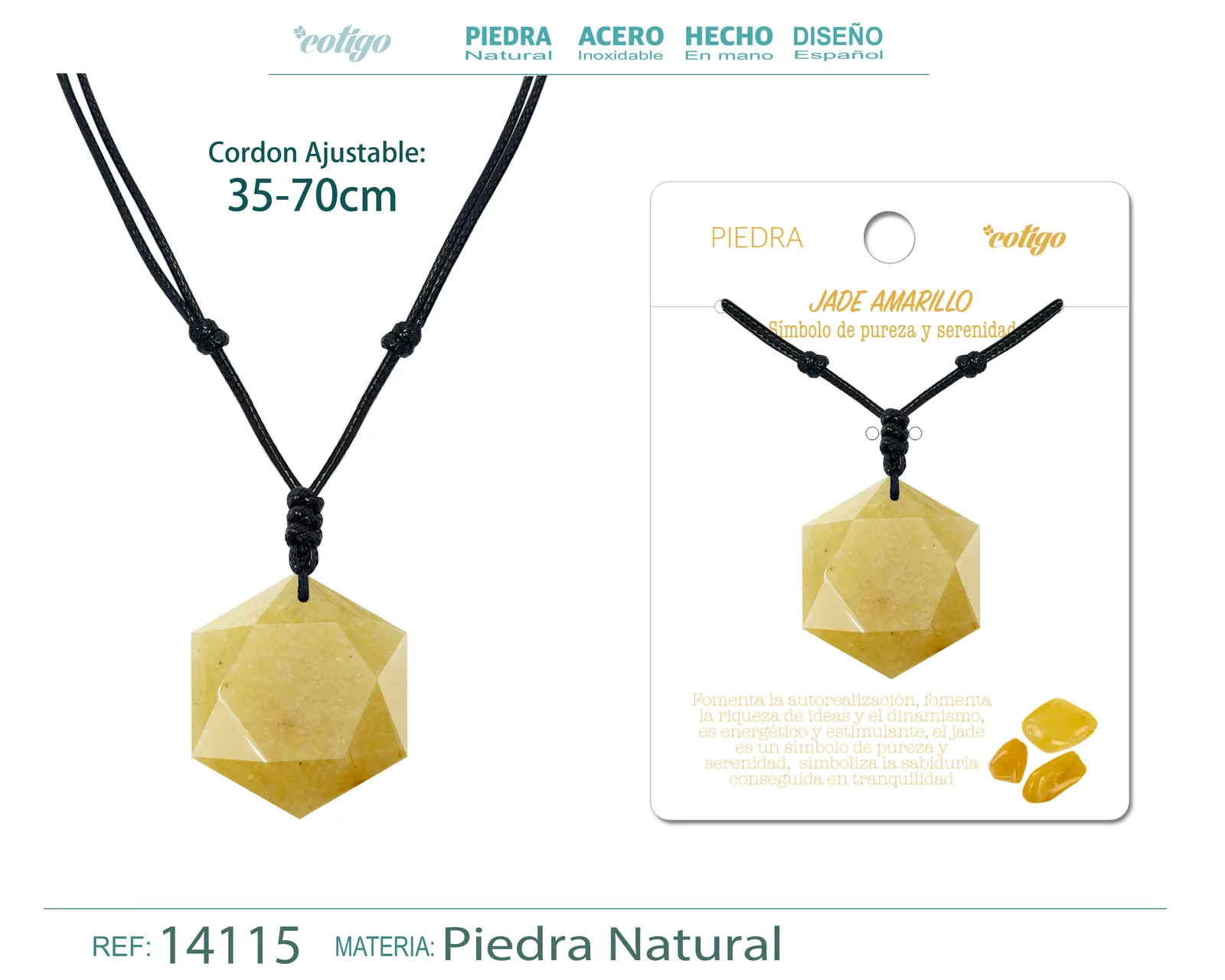 COLGANTE ESTRELLA DAVID DE PIEDRA JADE AMARILLA