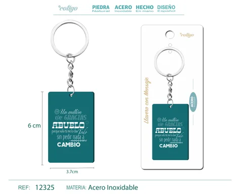 LLAVERO MENSAJE COLORES CON ACCESORIO ACERO