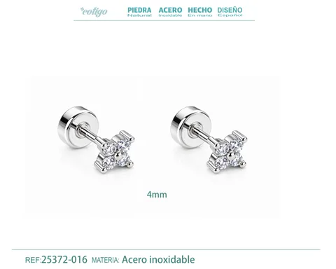 Pendiente-Piercing Bañado Oro 18K y con Circonita