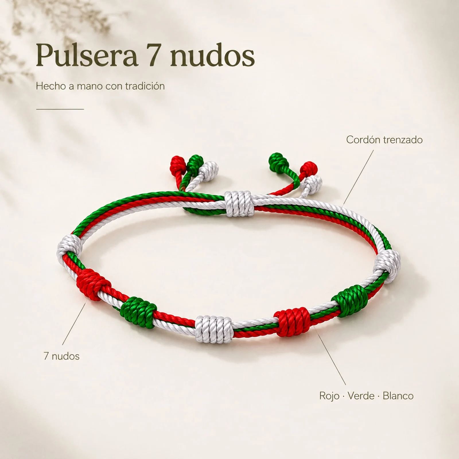 PULSERA 7 NUDOS DE BANDERA DE  PAÍS VASCO