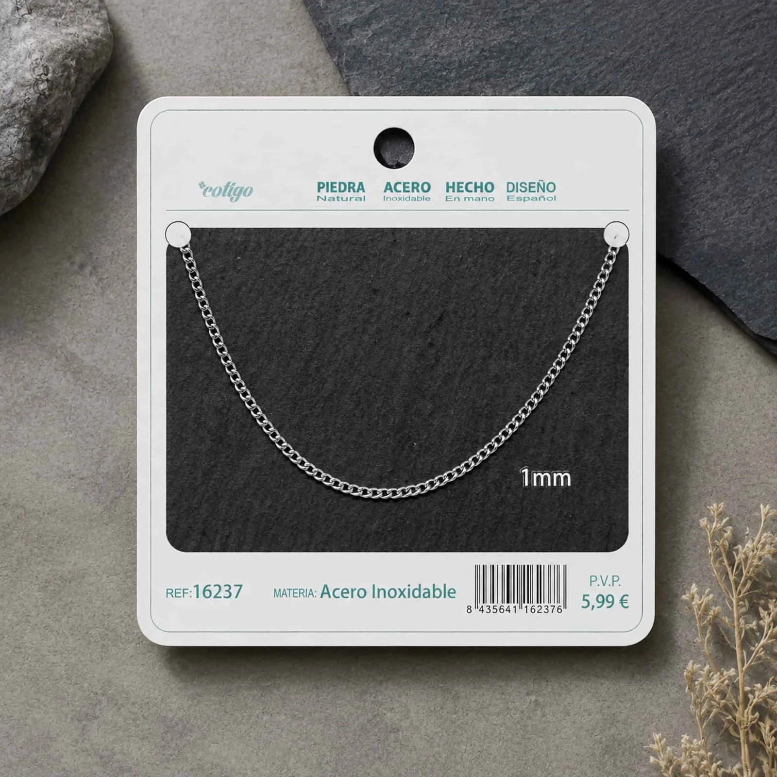 COLLAR DE CADENA ACERO PLATEADO