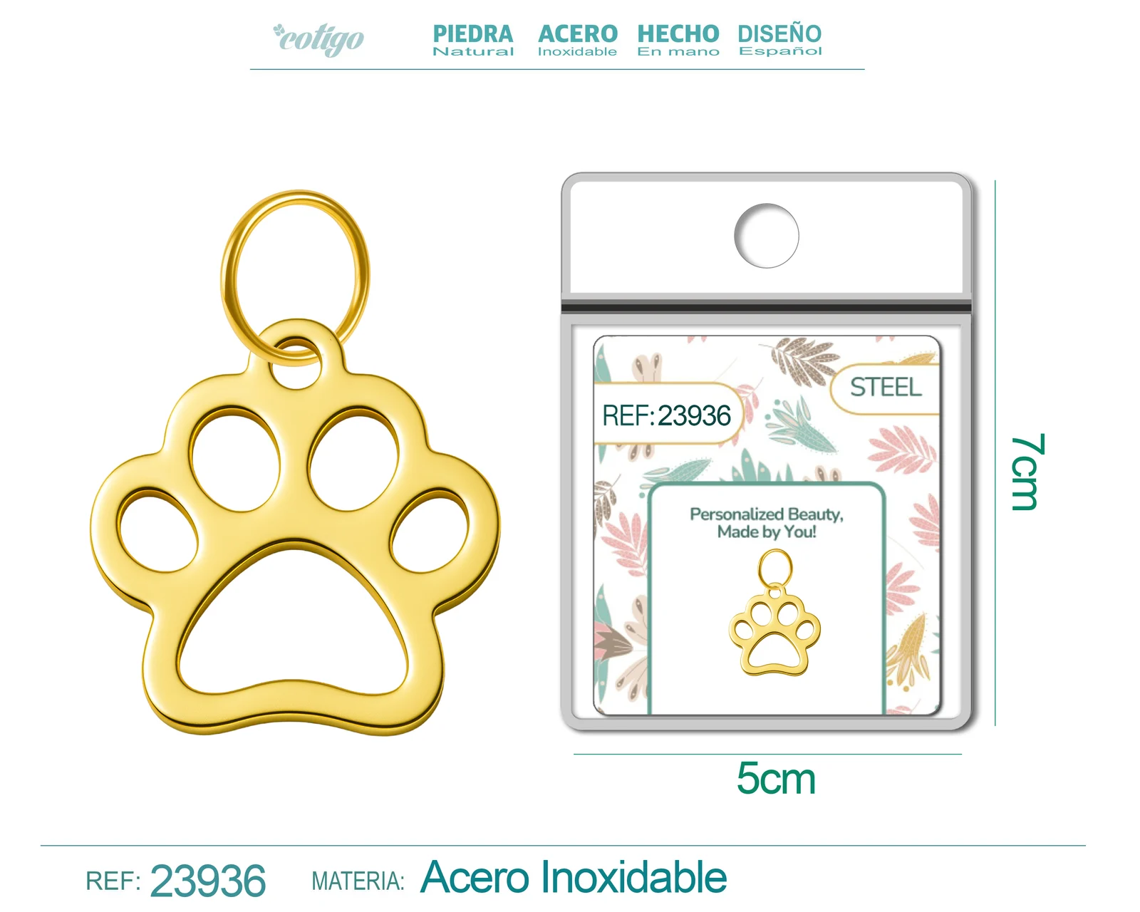 CHARM ACERO INOXIDABLE COLOR DORADO