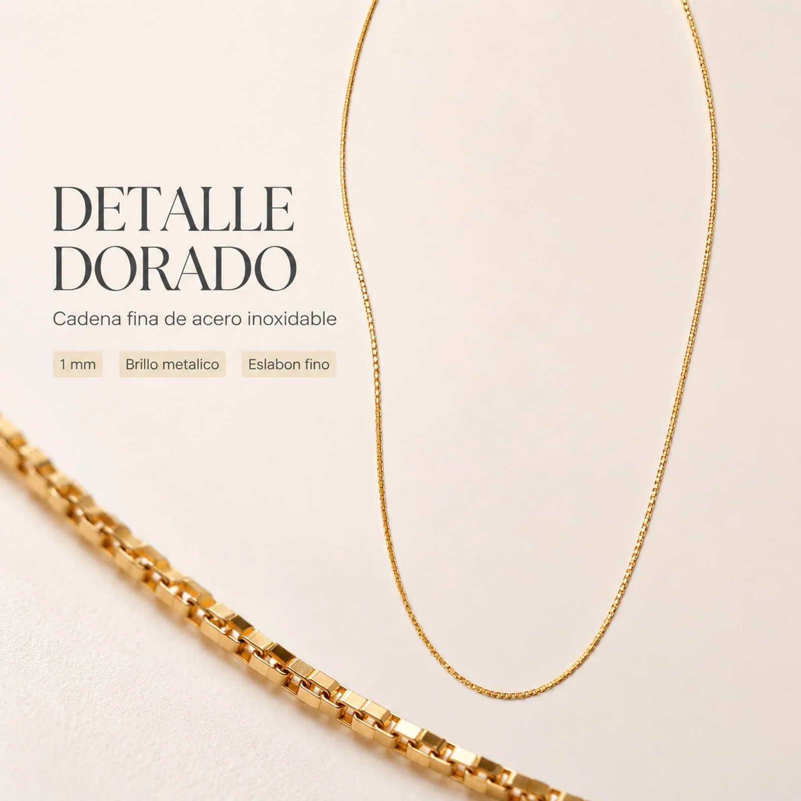 COLLAR DE CADENA ACERO DORADO
