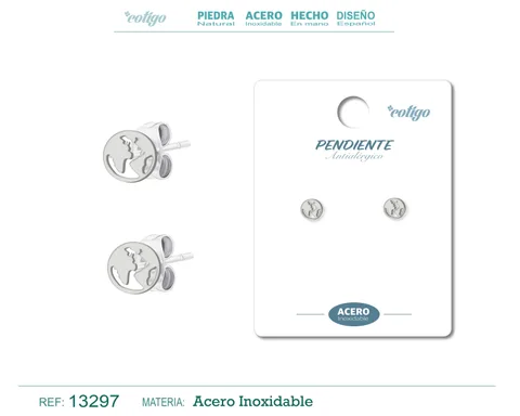 PENDIENTE ACERO  INOXIDABLE COLOR PLATEADO