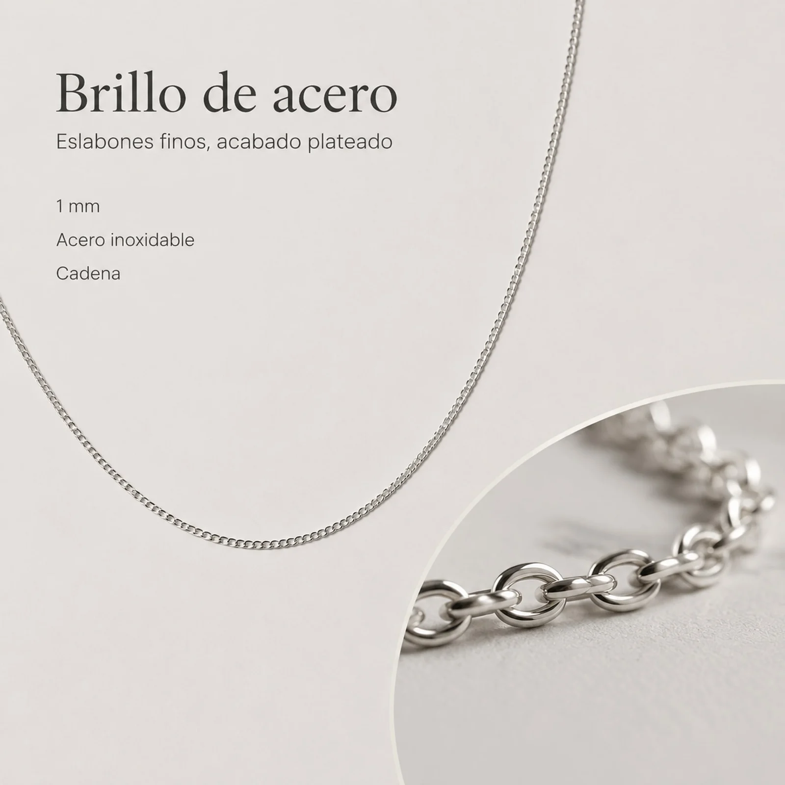 COLLAR DE CADENA ACERO PLATEADO