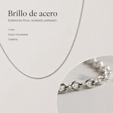 COLLAR DE CADENA ACERO PLATEADO