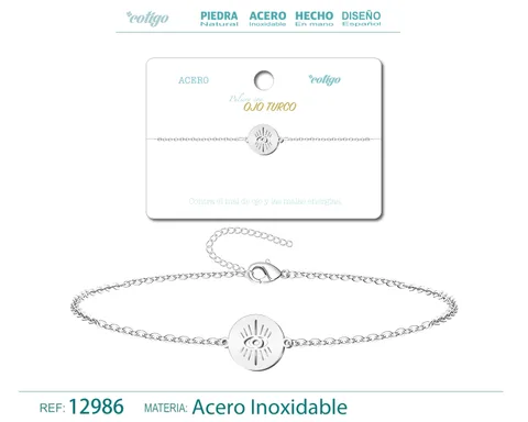 PULSERA OJO TURCO  ACERO PLATEADO