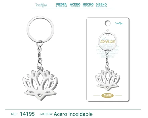 LLAVERO DE FLOR DE LOTO ACERO