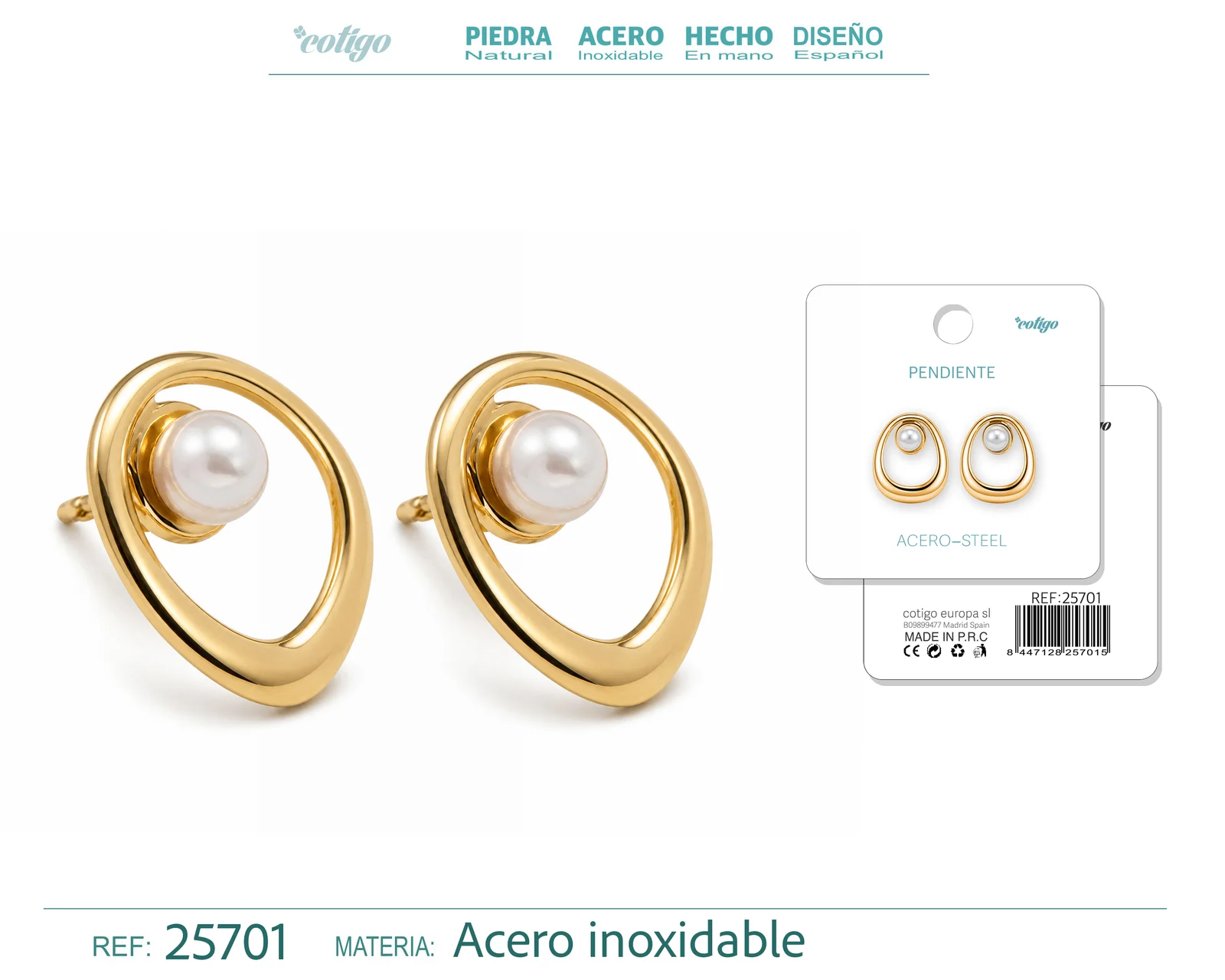 Pendiente Acero Inoxidable color Dorado