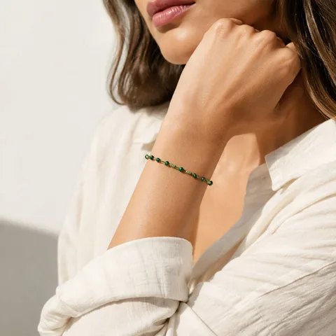PULSERA HILO ENCERADO CON MALAQUITA