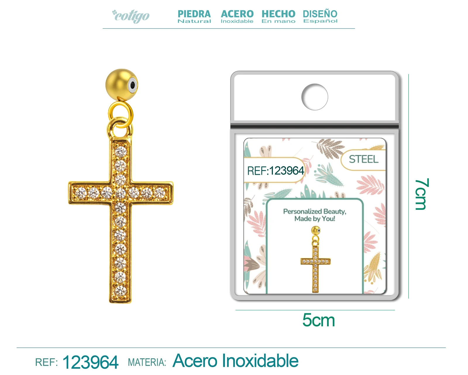 CHARM DE COBRE CHAPADO ORO 14K CON CIRCONITA-CON BOLA DE GOMA