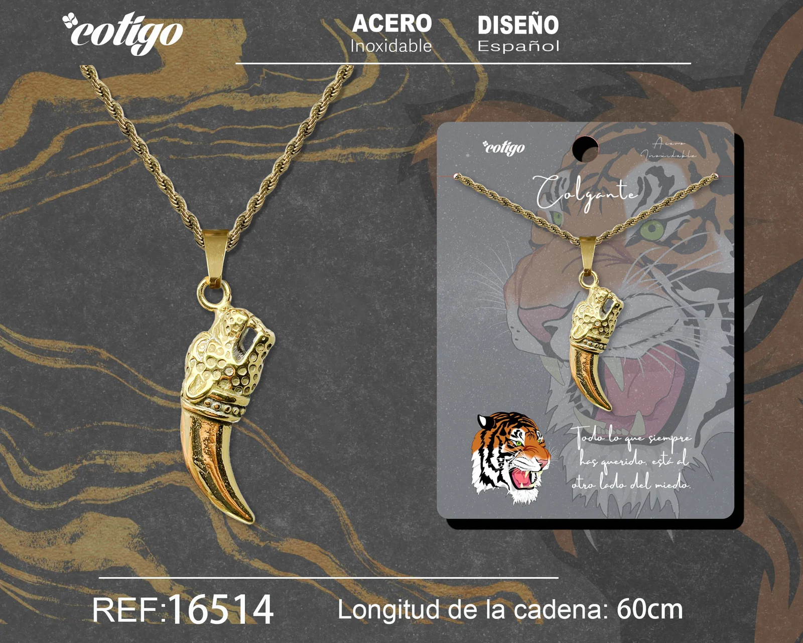 COLGANE HOMBRE ACERO COLOR DORADO