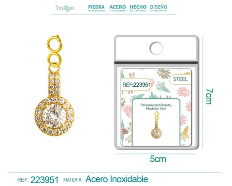 CHARM DE COBRE CHAPADO A ORO 14K CON CIRCONITA-CON CIERRE