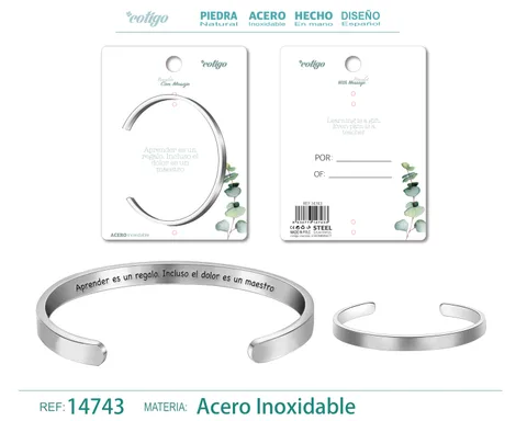BRAZALETE ACERO CON MENSAJE ESPAÑOL