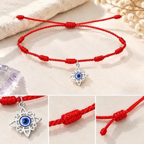 PULSERA 7 NUDOS CON NUDO DE BRUJA ACERO PLATEADO