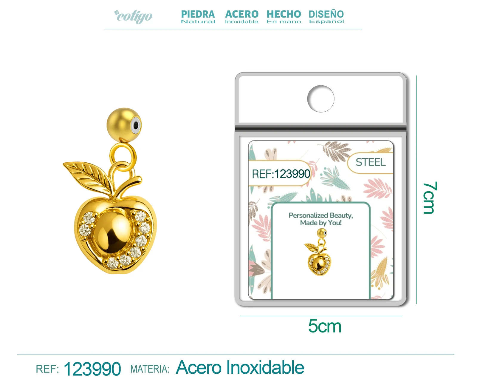 CHARM DE COBRE CHAPADO ORO 14K CON CIRCONITA-CON BOLA DE GOMA