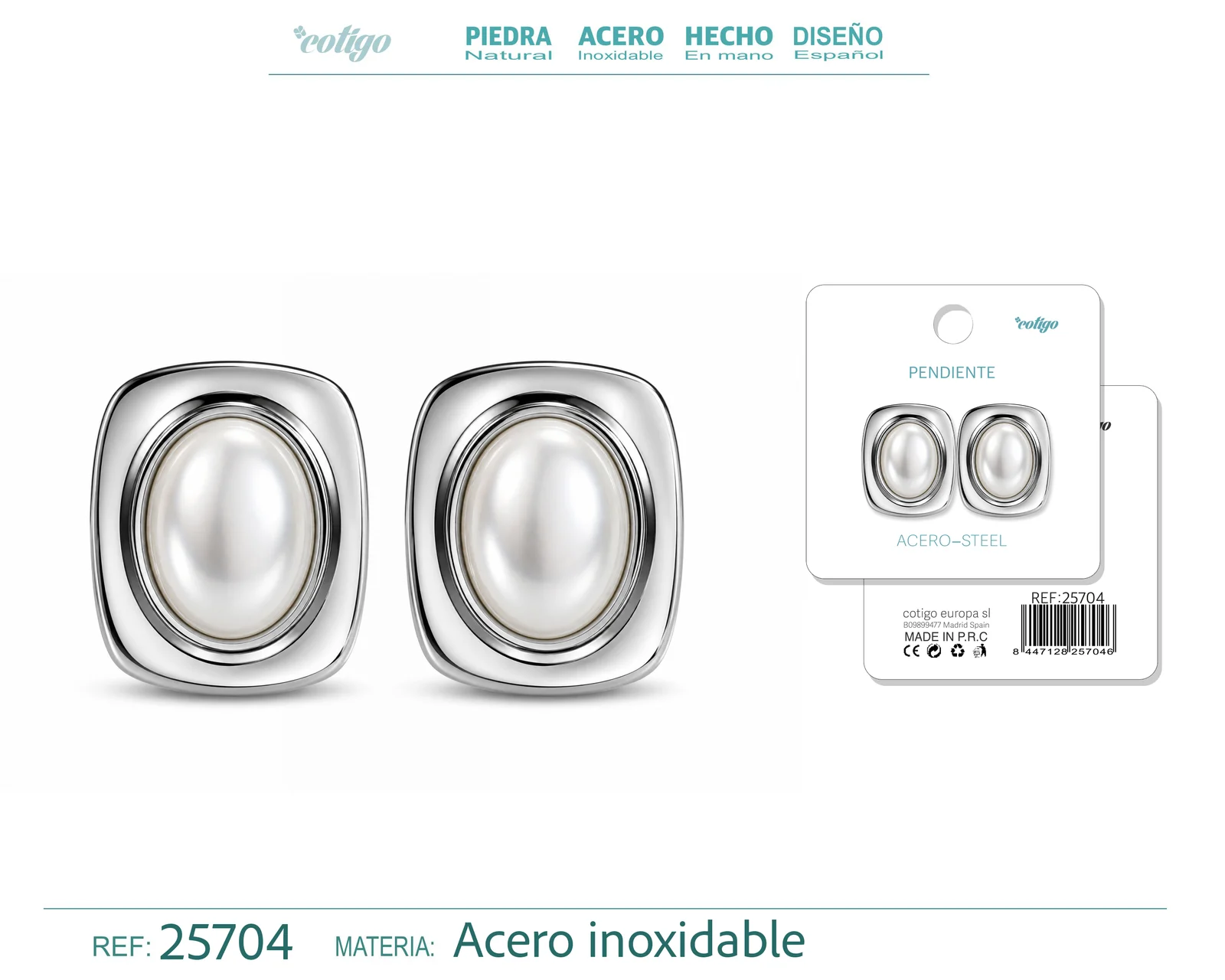Pendiente Acero Inoxidable color Plateado